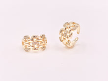 Load image into Gallery viewer, 18K Gold or Platinum Plated CZ Pave Linked Braided Adjustable Ring 4pcs
