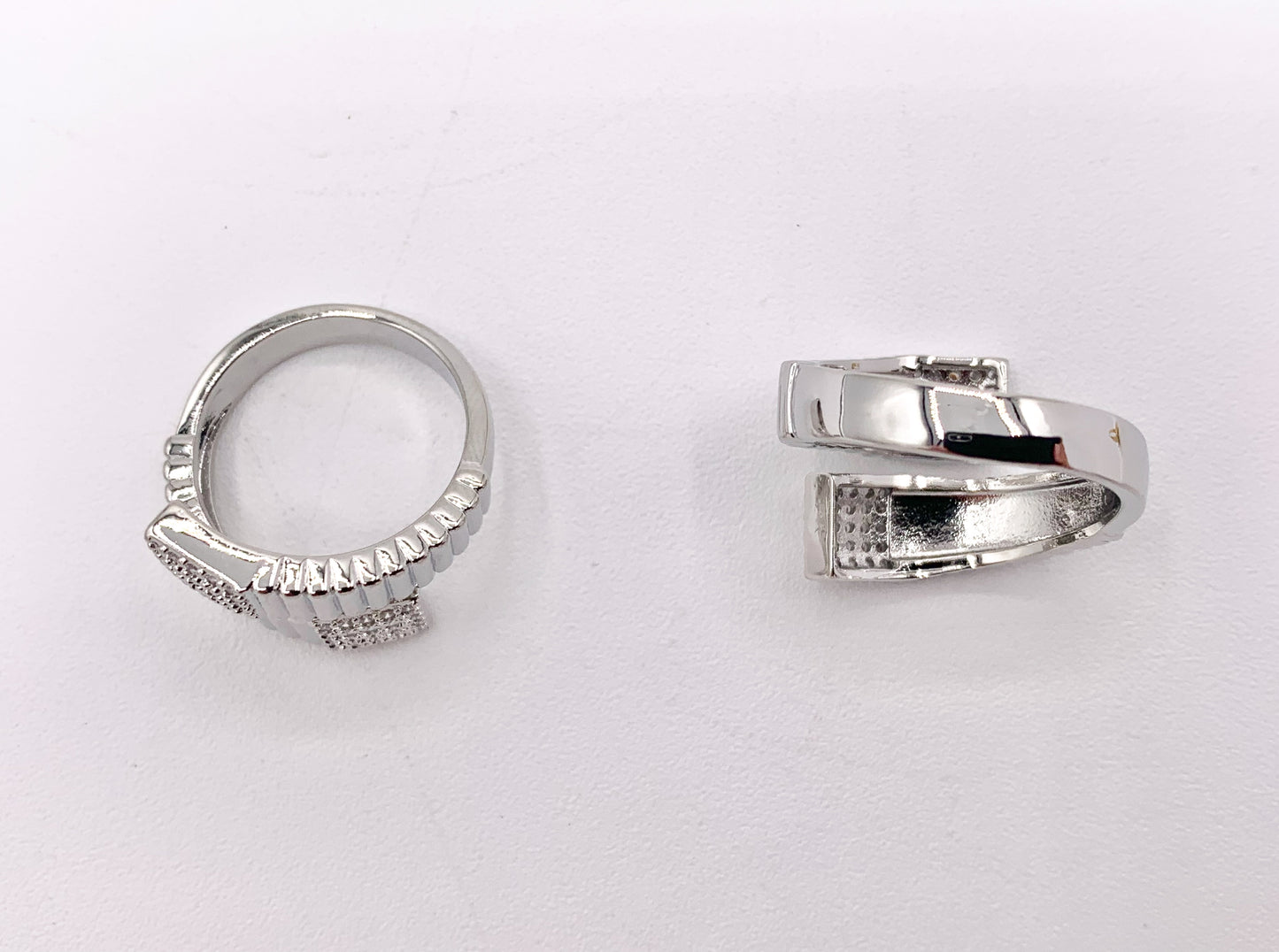 Fancy Bypass Adjustable Rings in Cubic Zirconia 18K Real Gold/Platinum Plated Copper 5 pcs