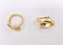 Load image into Gallery viewer, Fancy Bypass Adjustable Rings in Cubic Zirconia 18K Real Gold/Platinum Plated Copper 5 pcs
