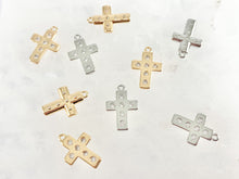 Load image into Gallery viewer, Dainty Cute Cross Charms in CZ Pave 18K Gold/Silver Plated Copper 10 pcs
