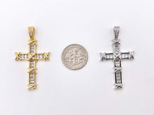 Load image into Gallery viewer, High Quality Cross Pendants in Real Gold/Platinum 18K Plated Micro CZ Baguette Pave Cross Pendant Over Copper 4 pcs
