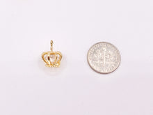 Load image into Gallery viewer, 18K Gold Crowns with CZ Diamond Pave Charms Over Brass 8 pcs
