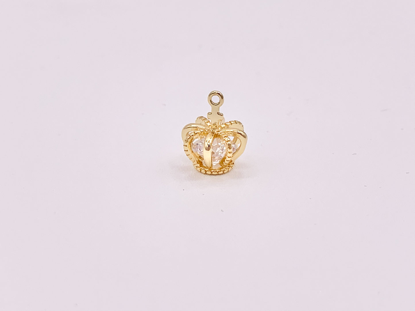 18K Gold Crowns with CZ Diamond Pave Charms Over Brass 8 pcs