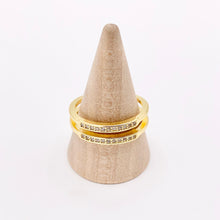Cargar imagen en el visor de la galería, Simple Cubic Zirconia Double Band Ring in 18K Gold Plated Adjustable Ring 6pcs
