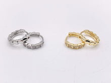 Load image into Gallery viewer, Dainty Cubic Zirconia 14mm Earring Huggies in 18K Gold or Silver Plated Copper 5 pairs
