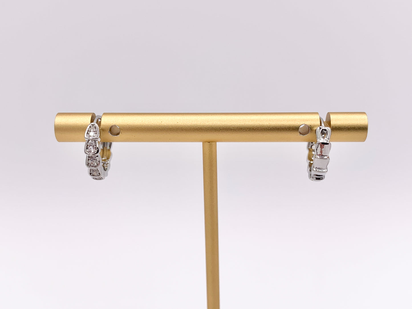 Dainty Cubic Zirconia 14mm Earring Huggies in 18K Gold or Silver Plated Copper 5 pairs