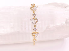 Cargar imagen en el visor de la galería, Dainty Hearts CZ Pave Rhinestone Box Chain Dainty Slide Pulseras ajustables en cobre chapado en oro de 18 quilates 2 piezas
