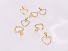 Load image into Gallery viewer, Dainty Heart Hollow Rhinestone Heart Charm Pendants in CZ Pave 18K Gold Plated Copper 10pcs
