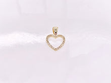 Load image into Gallery viewer, Dainty Heart Hollow Rhinestone Heart Charm Pendants in CZ Pave 18K Gold Plated Copper 10pcs
