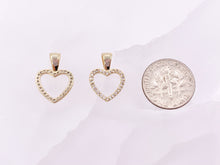 Load image into Gallery viewer, Dainty Heart Hollow Rhinestone Heart Charm Pendants in CZ Pave 18K Gold Plated Copper 10pcs
