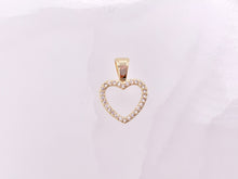 Load image into Gallery viewer, Dainty Heart Hollow Rhinestone Heart Charm Pendants in CZ Pave 18K Gold Plated Copper 10pcs
