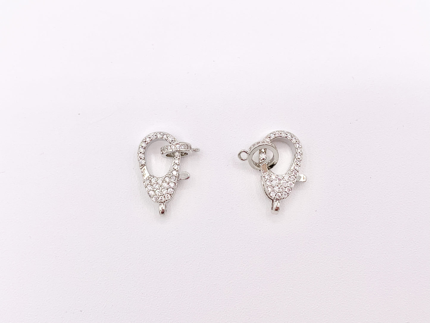 Real Gold/Platinum Plated All Over CZ Pave Luxury Lobster Clasps Over Brass