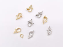 Load image into Gallery viewer, Real Gold/Platinum Plated All Over CZ Pave Luxury Lobster Clasps Over Brass
