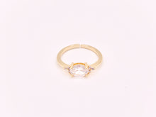 Load image into Gallery viewer, Vintage Oval Cut Egg Shaped Real Gold 18K Plated Brass CZ Pave Adjustable Ring 5pcs
