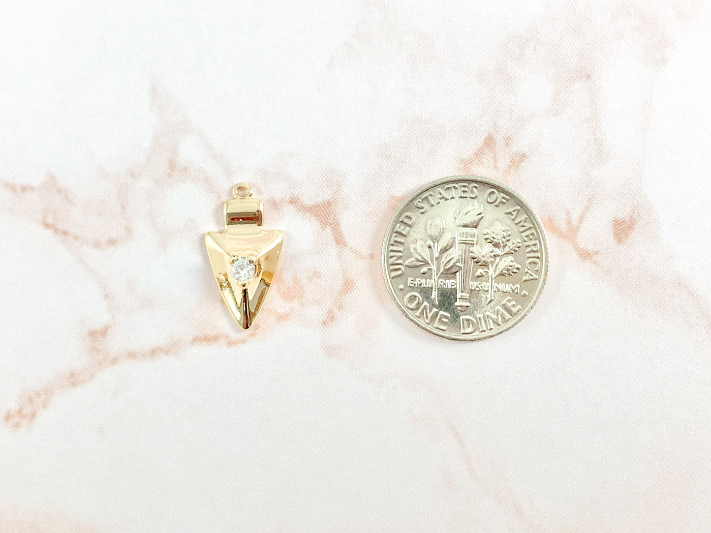 Copy of Gold Arrow Head Charms with CZ Pave in 18k Gold plated Copper 10pcs