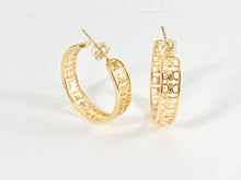 Load image into Gallery viewer, Designed Earring Hoops in 18K Gold/Silver Plated Copper 3 pairs
