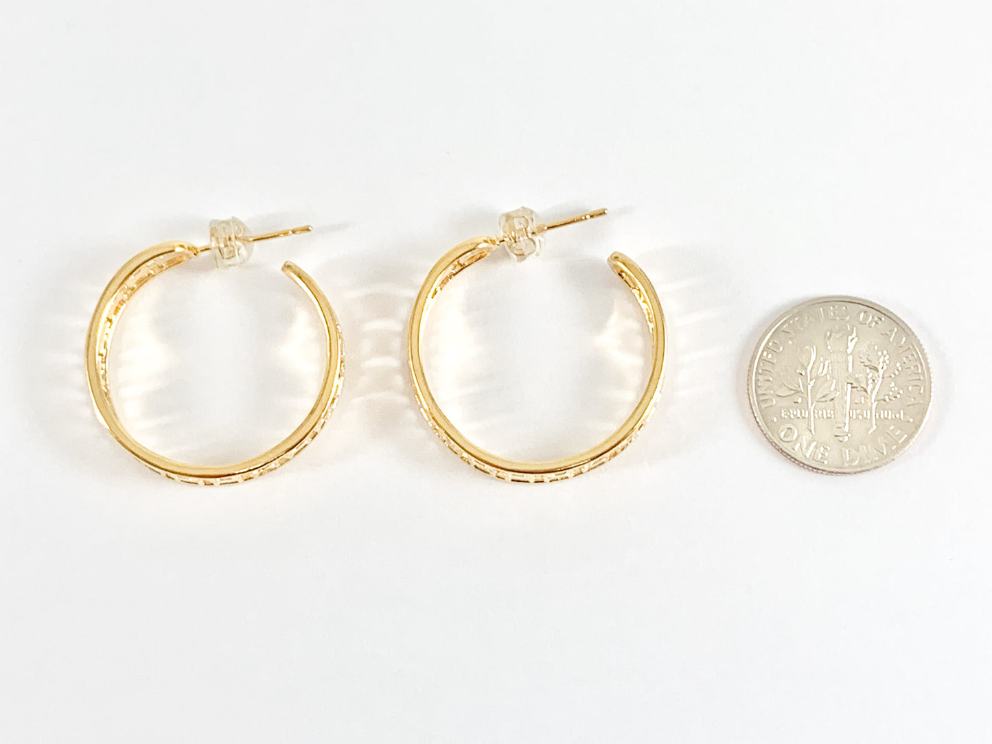 Aretes Diseñados en Cobre Chapado en Oro/Plata de 18 Quilates 3 pares