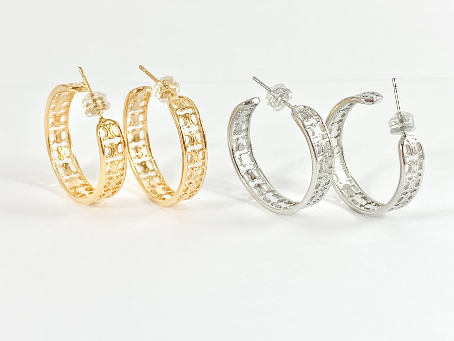 Aretes Diseñados en Cobre Chapado en Oro/Plata de 18 Quilates 3 pares