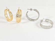 Load image into Gallery viewer, Designed Earring Hoops in 18K Gold/Silver Plated Copper 3 pairs
