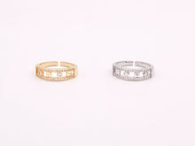 Load image into Gallery viewer, Cute Double Band CZ Pave Rhinestone Geometric Rings in 18K Gold or Silver Plated Copper 4 pcs
