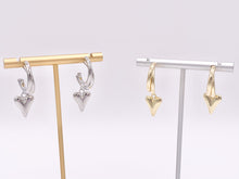 Load image into Gallery viewer, Double Hoop Heart Dangle Huggies in 18K Gold or Silver Plated Copper 3 pairs
