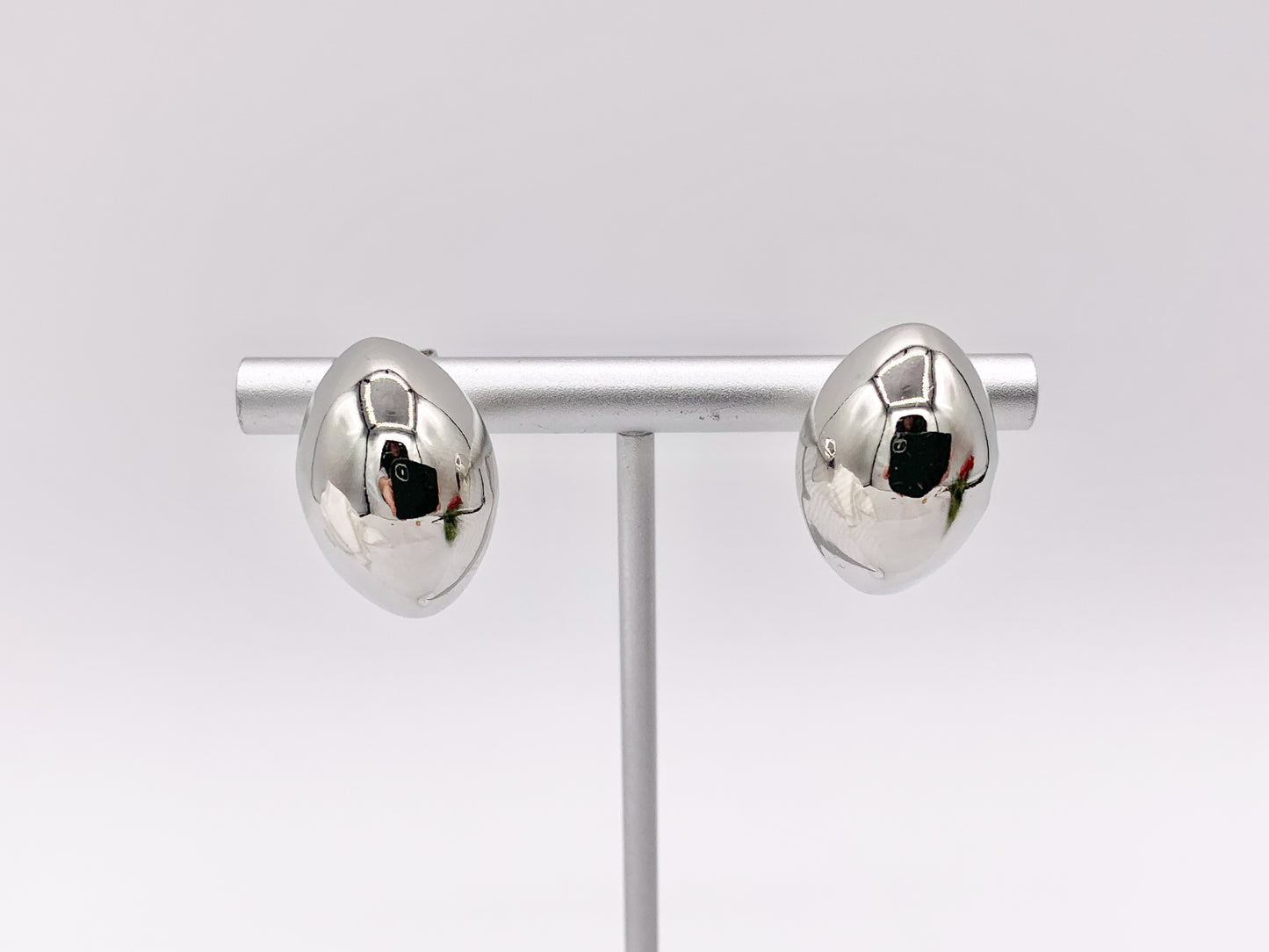 Lightweight Oval Puffy Earrings in 18K Gold or Silver Plated Copper 3 pairs