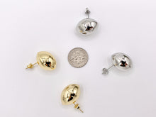 Load image into Gallery viewer, Lightweight Oval Puffy Earrings in 18K Gold or Silver Plated Copper 3 pairs
