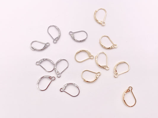 Respaldos de palanca de aretes de cobre chapados en oro real o plata de 18 quilates con componente de bucle de apertura 50 piezas