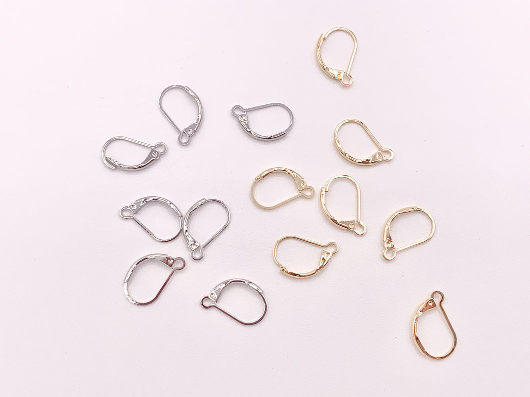 Real Gold or Silver 18K Plated Copper Earring Lever Backs with Opening Loop Component 50 pcs