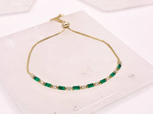 Cargar imagen en el visor de la galería, Dainty Emerald Cut CZ Pave Rhinestone Box Chain Dainty Slide Pulseras ajustables 4 piezas
