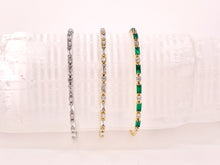 Cargar imagen en el visor de la galería, Dainty Emerald Cut CZ Pave Rhinestone Box Chain Dainty Slide Pulseras ajustables 4 piezas
