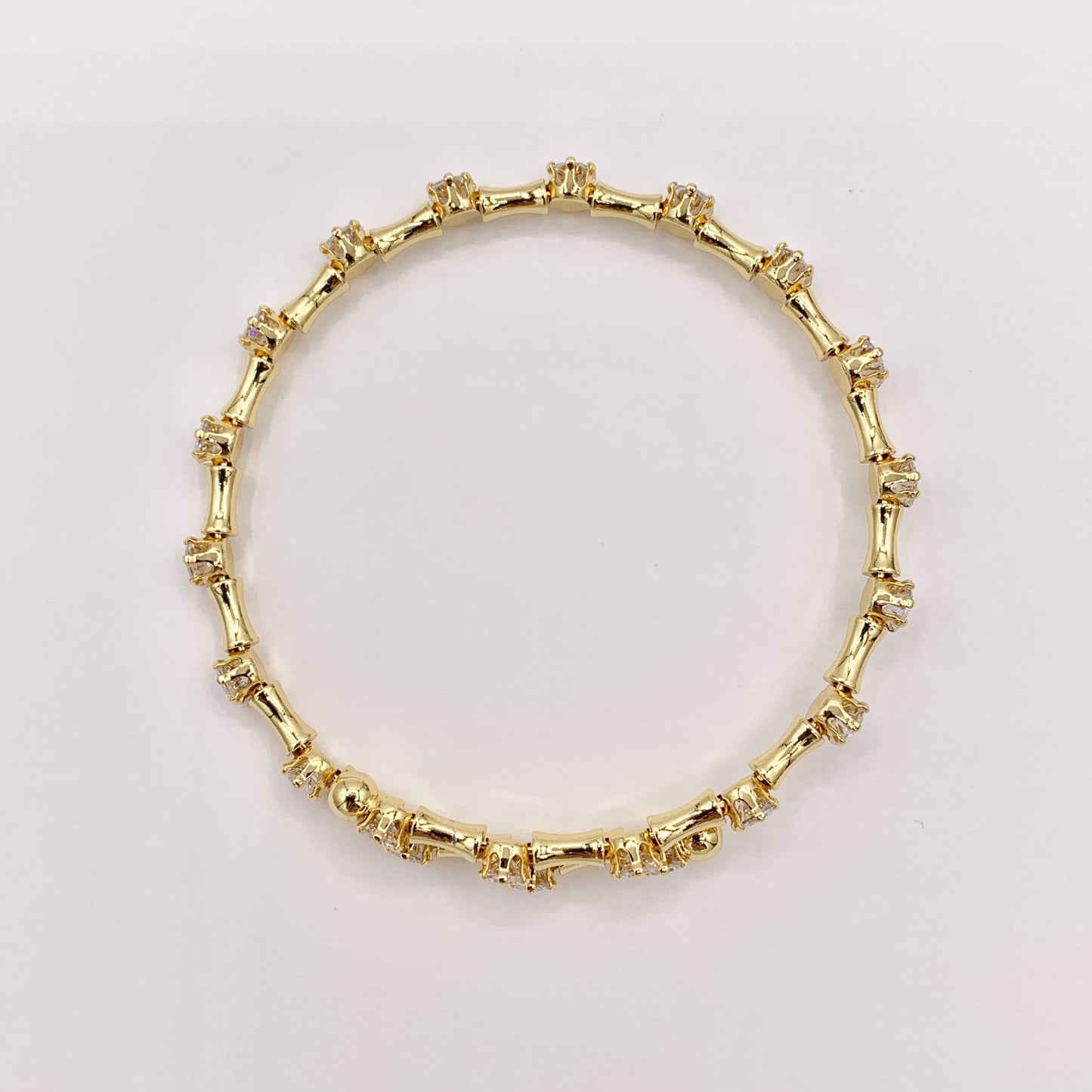 Gold flexible bangle Easy slip-on fit CZ Pave Rhinestone Bracelet in Real Gold 18K Plated Copper 4 pcs