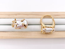 Cargar imagen en el visor de la galería, Freshwater Pearl Rings in 18K Real Gold Plated Copper Adjustable Statement Ring 4 pcs
