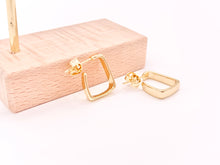 Load image into Gallery viewer, Dainty Minimalist Geometric Square Earring Huggies 18K Gold Plated Over Brass Earrings 3 pairs
