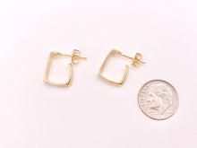 Load image into Gallery viewer, Dainty Minimalist Geometric Square Earring Huggies 18K Gold Plated Over Brass Earrings 3 pairs
