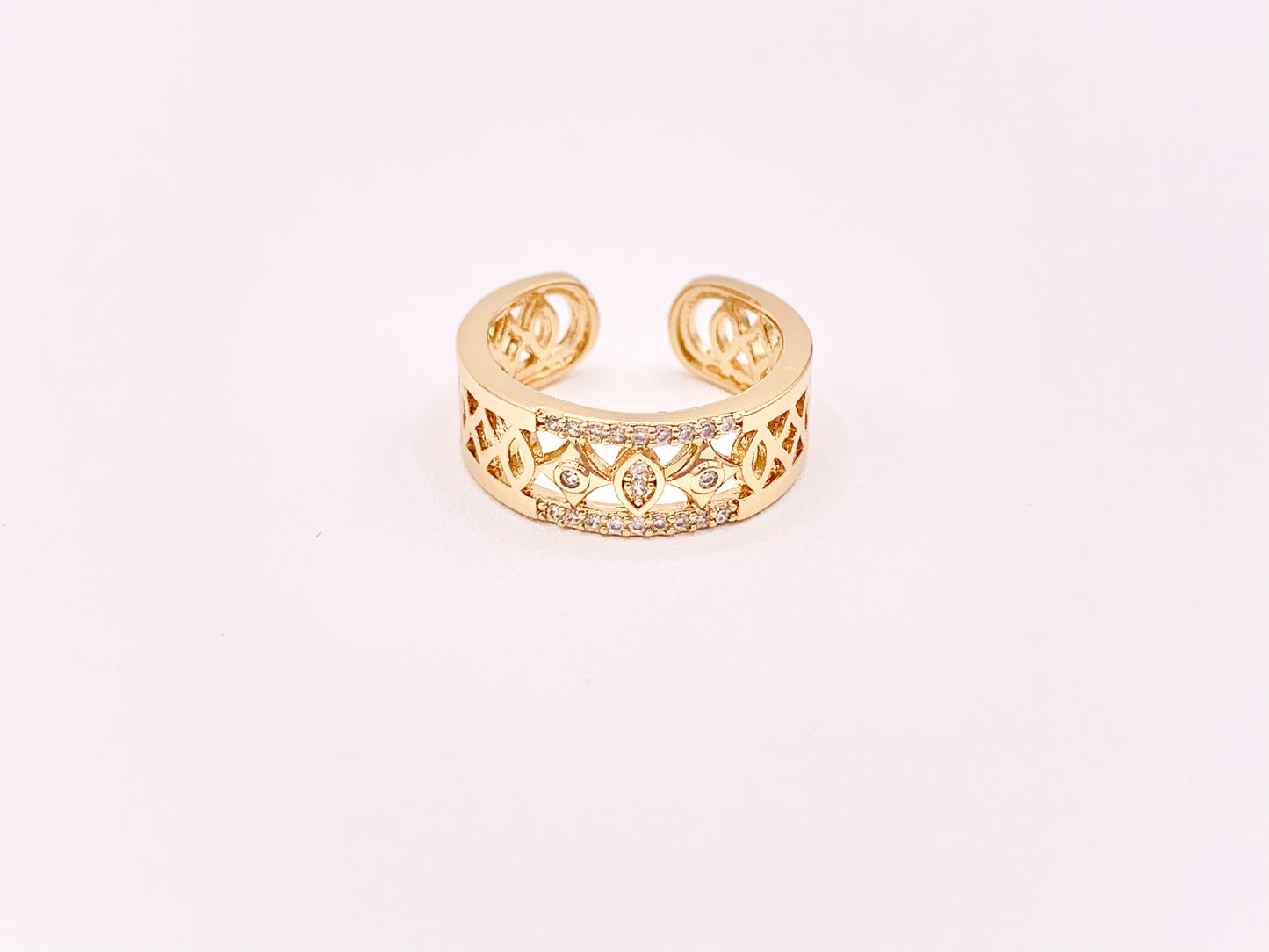 Stylish Geometric Vintage Thick Ring Band in CZ Pave 18K Gold or Silver Plated Copper 4 pcs