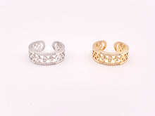 Load image into Gallery viewer, Stylish Geometric Vintage Thick Ring Band in CZ Pave 18K Gold or Silver Plated Copper 4 pcs
