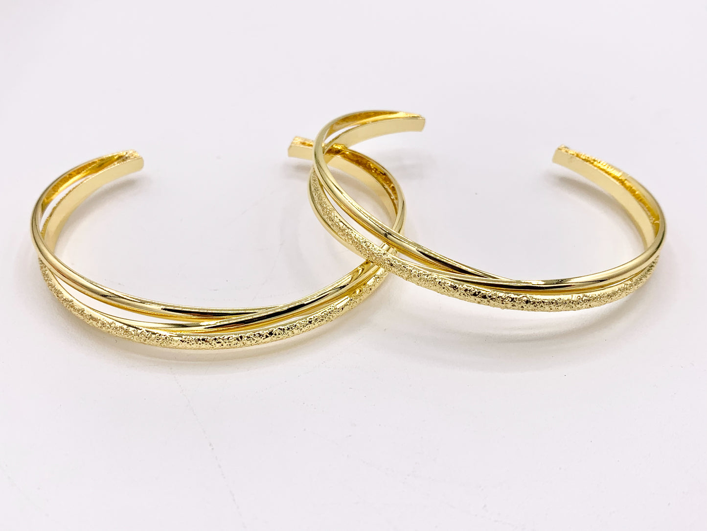 Layered Twist Bracelet Cuffs in Real Gold 18K Plated Copper 3pcs