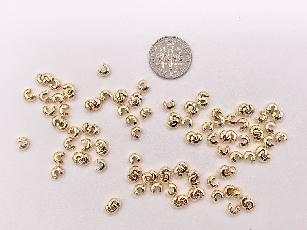 Componente de cubiertas de cuentas de engarzado de 5 mm chapado en oro de 18 quilates para joyería, 100 piezas