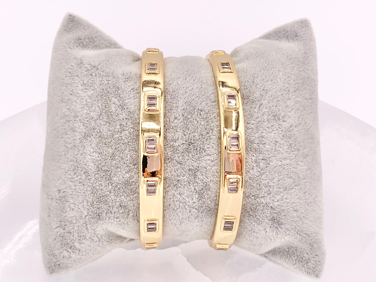 Real Gold 18K Plated Copper Simple Minimalist Cubic Zirconia Adjustable Bracelet Cuff 1 pc