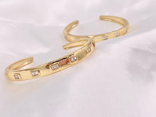 Load image into Gallery viewer, Real Gold 18K Plated Copper Simple Minimalist Cubic Zirconia Adjustable Bracelet Cuff 1 pc
