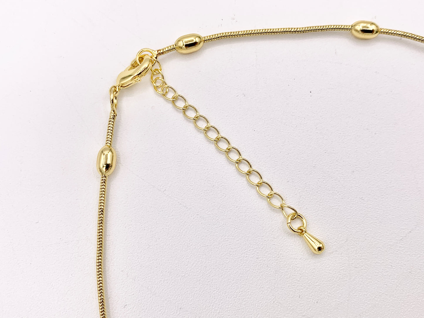 18K Gold Plated Copper Rice Nugget Oval Snake Link Chain Finished Necklace 3 pcs