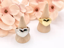 Load image into Gallery viewer, Statement Signet Heart Real Gold/Silver 18K Plated Copper Heart Signet Adjustable Ring 5 pcs
