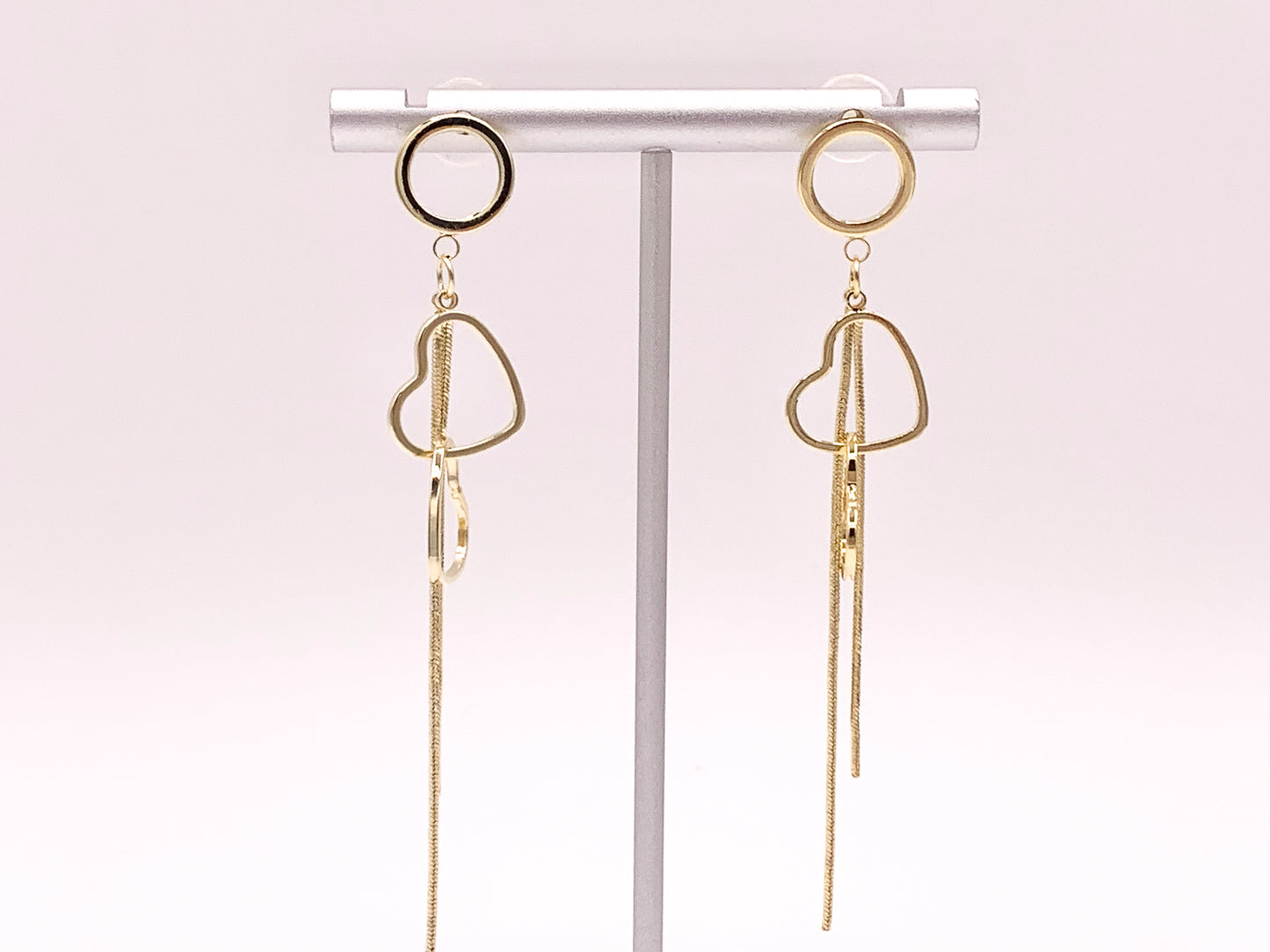 Pendientes de Borla de Corazones Sencillos y Lindos en Cobre bañado en Oro o Plata de 18K 3 pares