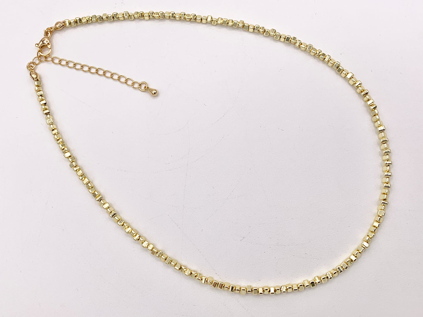 Delicate 18K Gold Plated Hematite Tiny Nugget 3mm Finished Necklace 1 piece