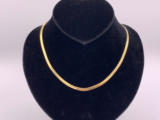 Herringbone Flat Step Cut Snake Chain Necklace 18" with Extension in 18K Gold Plated Copper 10pcs