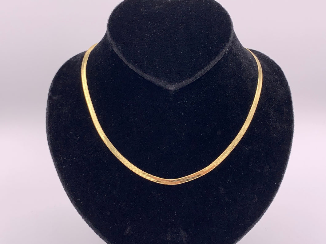 Herringbone Flat Step Cut Snake Chain Necklace 18