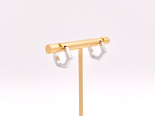 Load image into Gallery viewer, Minimalist Hexagon Shaped Earring Huggies 18K Gold or Silver Plated Over Brass Earrings
