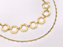 Load image into Gallery viewer, Dainty 2 Layers Honeycomb Hexagon Link Necklace Gold Plated Stainless Steel Dainty Flexible Minimalist Finished Necklace 14&quot; with Extension 1 pc
