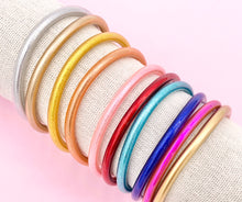 Load image into Gallery viewer, Glitter Filled Jelly Tube Bangles Buddhist Temple Plastic Rubber Silicone Wristband Wristlet Bracelets 1 pc
